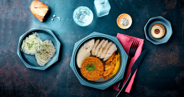 Plateau repas - Emincé de poulet relevé au miel et à la moutarde