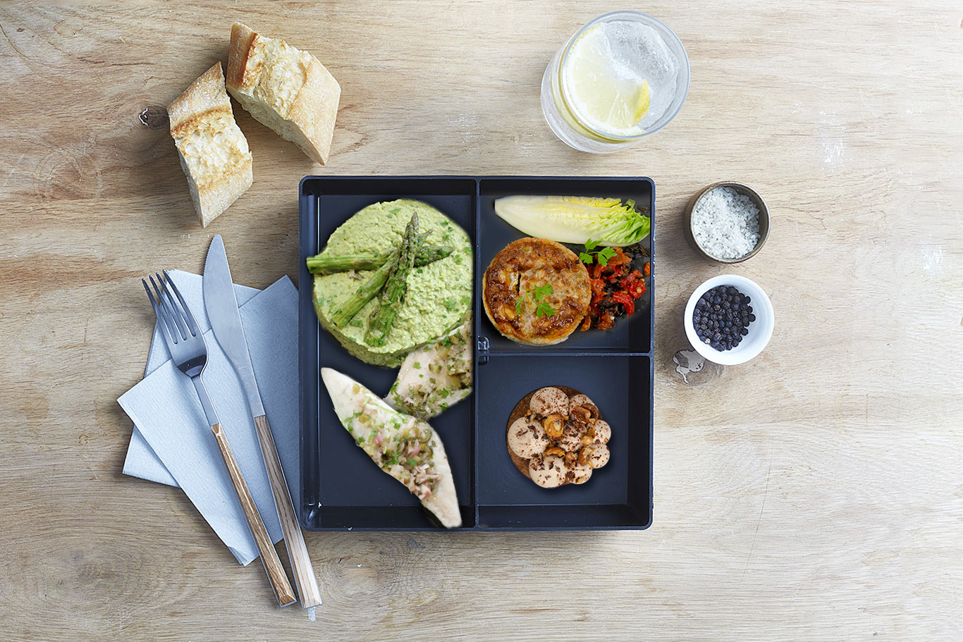 Pavé de bar, houmous crémeux de petits pois SQUARE Le Cercle