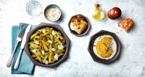 Penne au pesto de mache, ratatouille d'hiver (Végétarien)