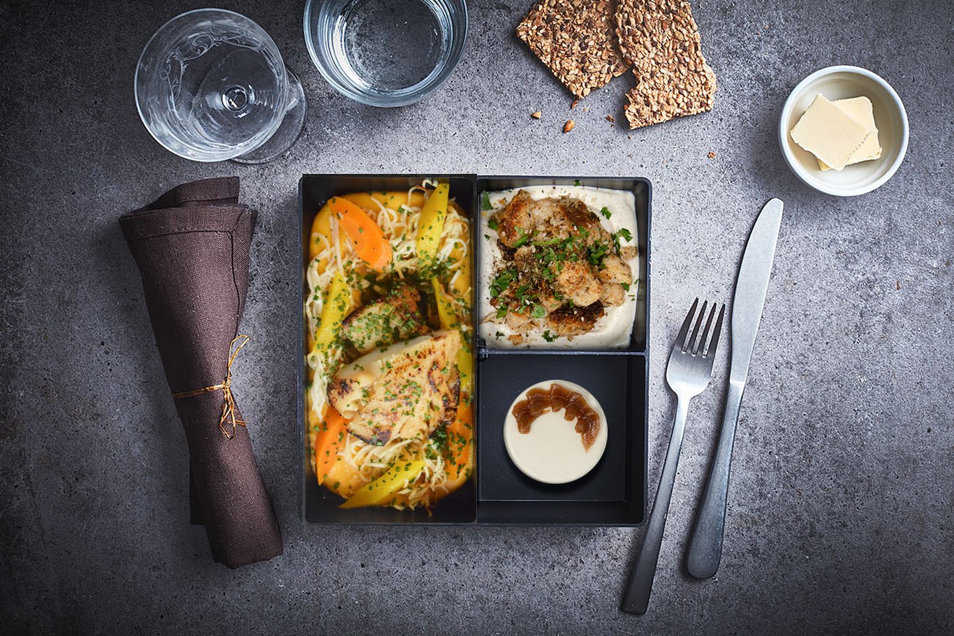 Dos de lieu laqué au soja, mousseline de carottes