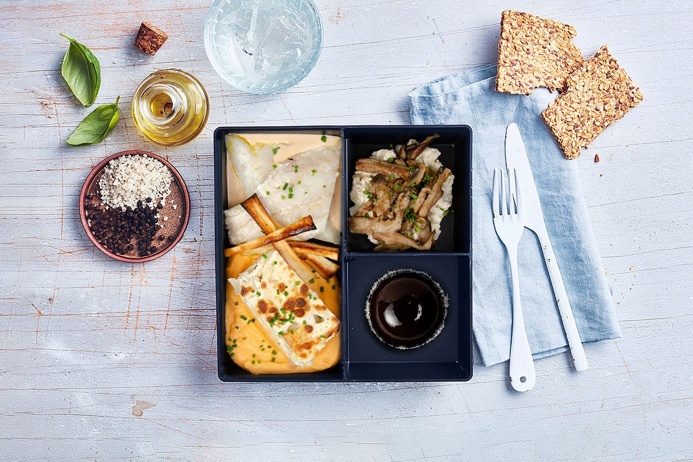 Pavé de daurade, sauce crustacés, gratin d’hiver